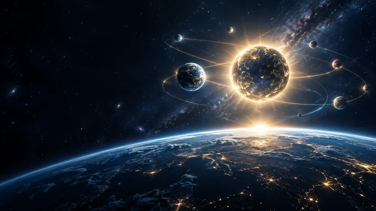 A luminous constellation above Earth